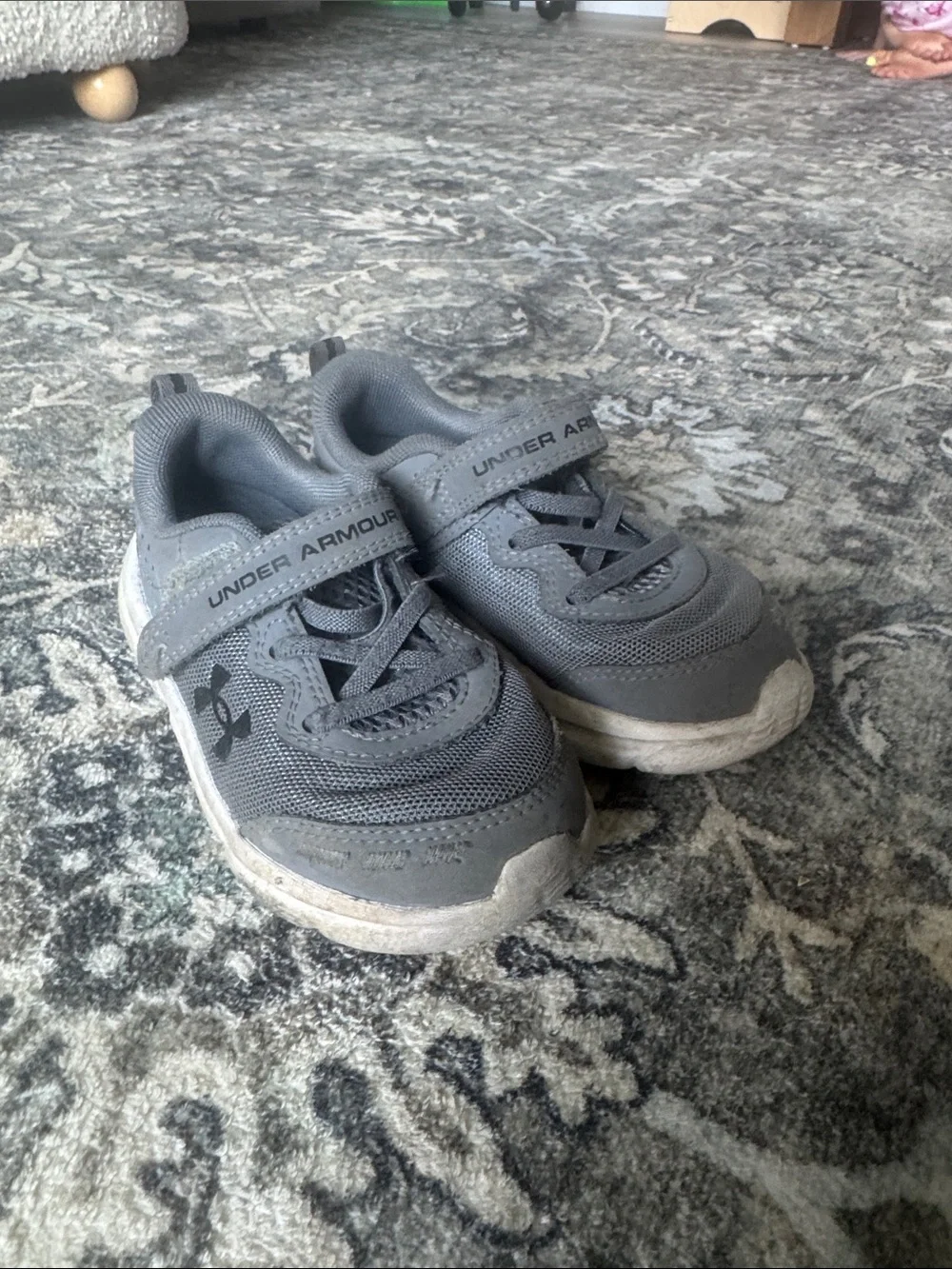 Under Armour Kids Gray Velcro Athletic Sneakers
